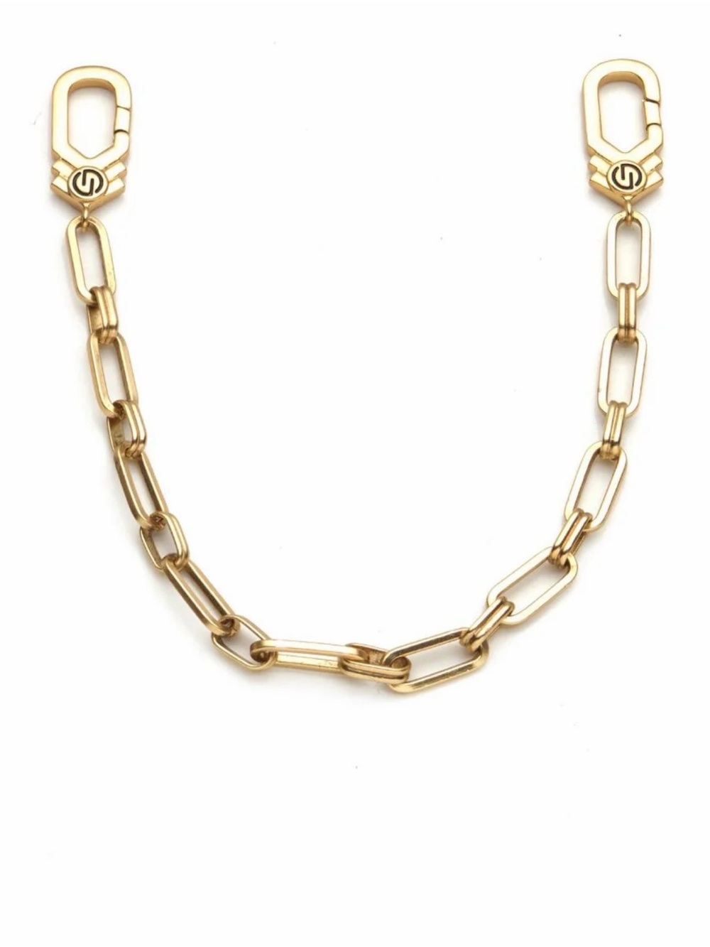 Gold Paperclip Link Necklace with Branded Lobster Clasps - Women's Jewelry
